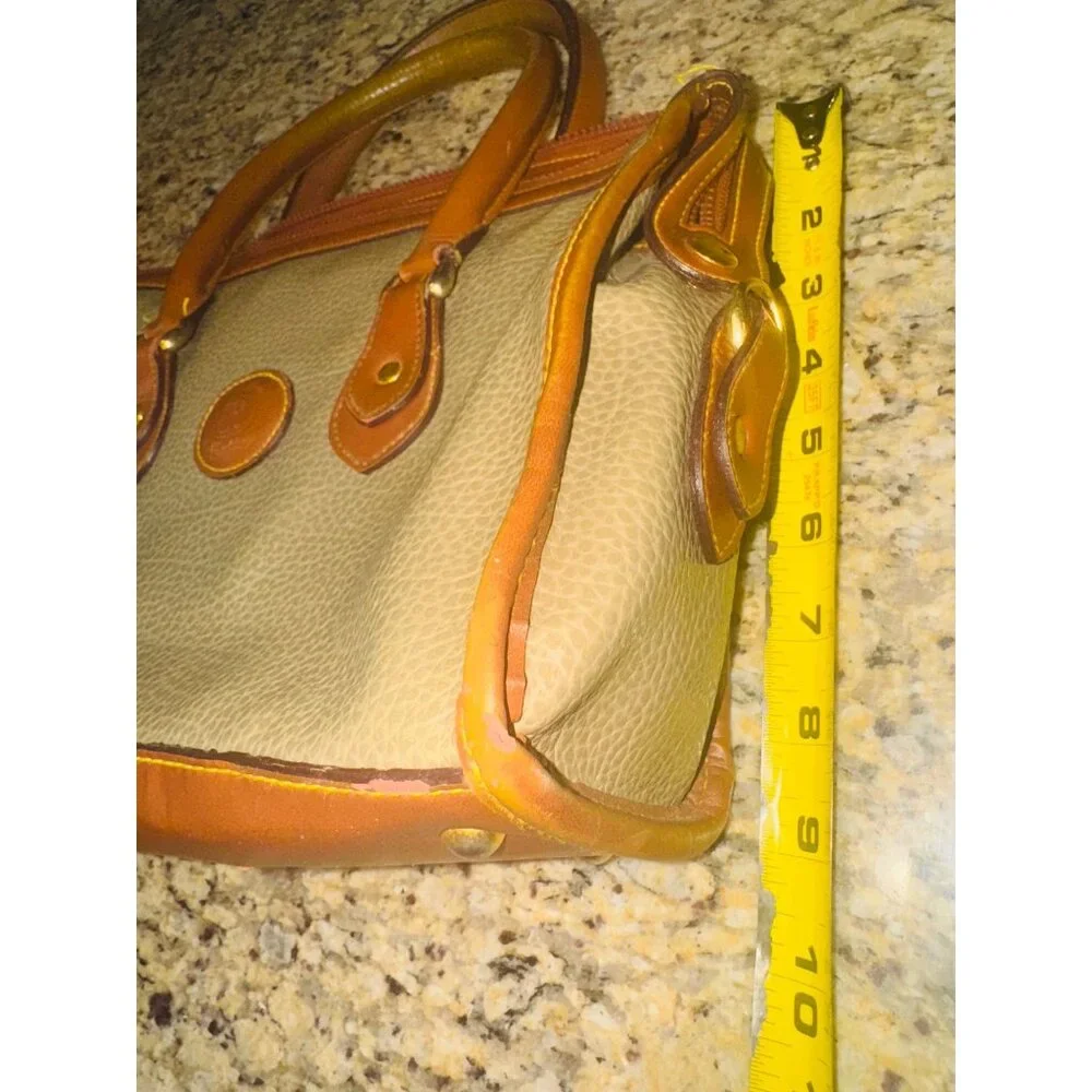 Vintage Y2K Preppy Braciano Belle Rose Pebble Leather Shoulder Handbag Olive Tan